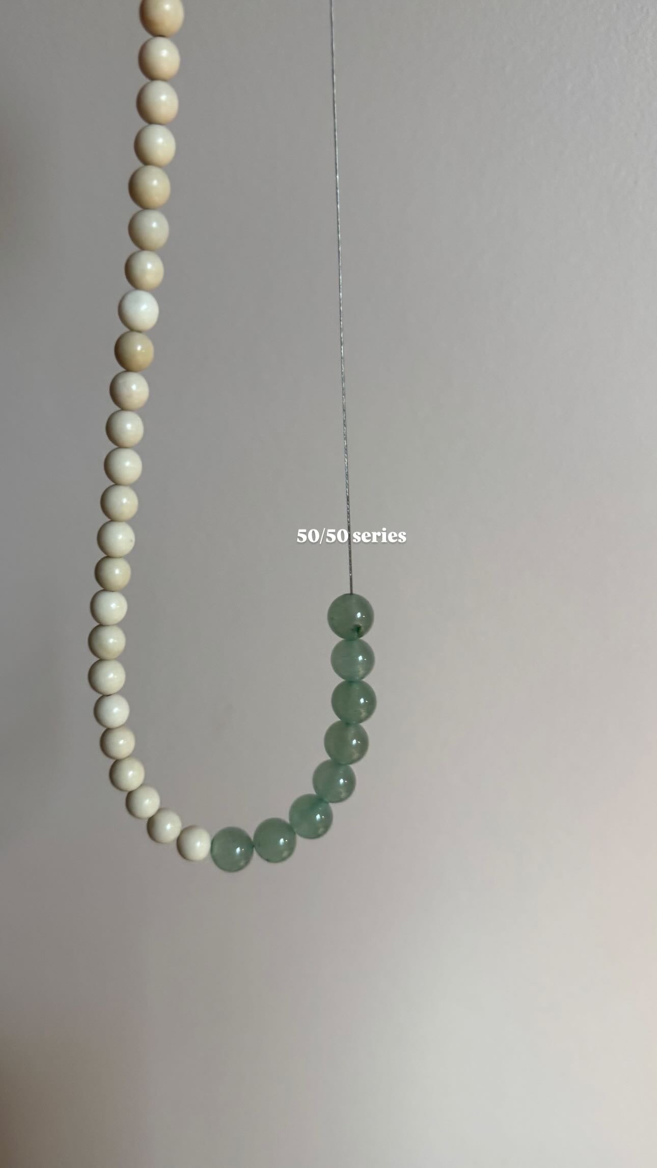 50/50 Off White Coral & Aquamarine