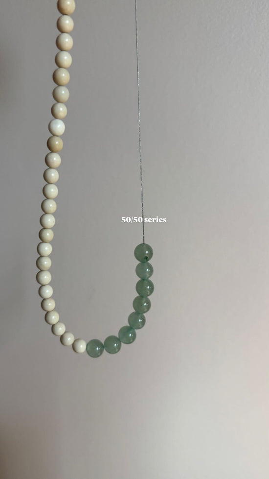 50/50 Off White Coral & Aquamarine