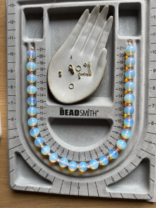 Opaline w/ Pink Glass Spacer