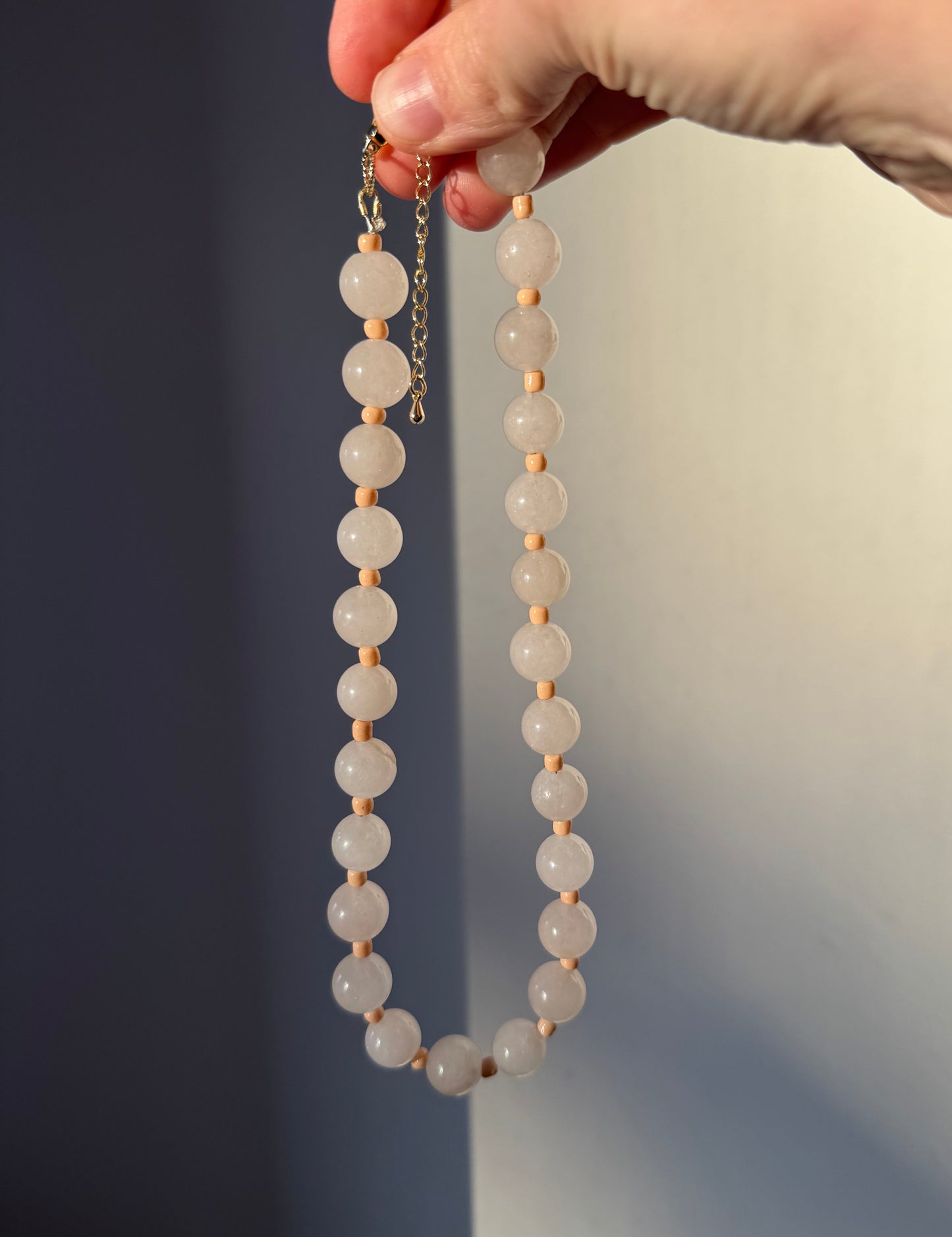 Rose Quartz w/ Apricot Glass Spacer