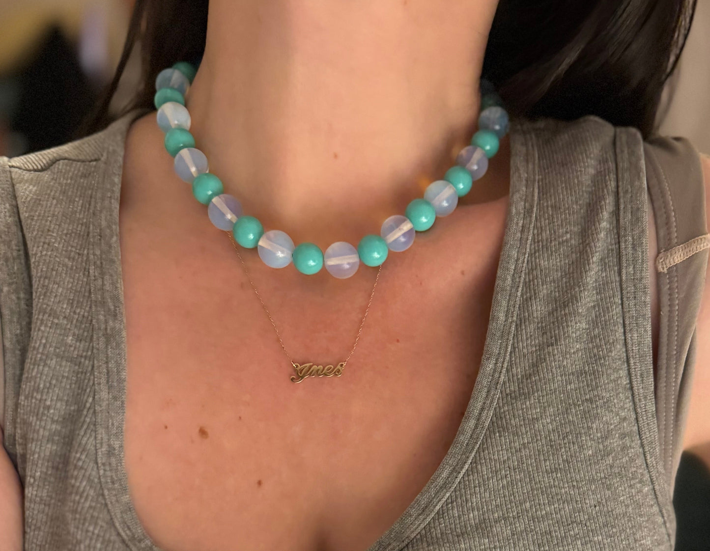 Opalite & Turquoise Coloured Beads