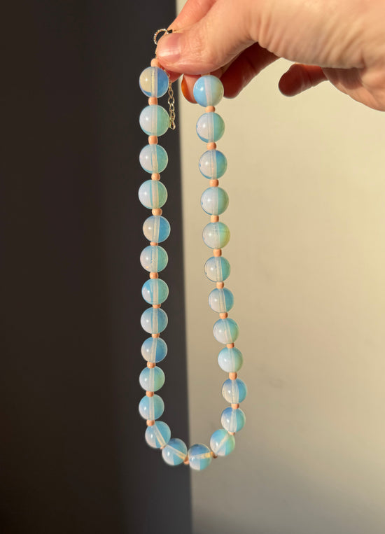 Opaline w/ Pink Glass Spacer