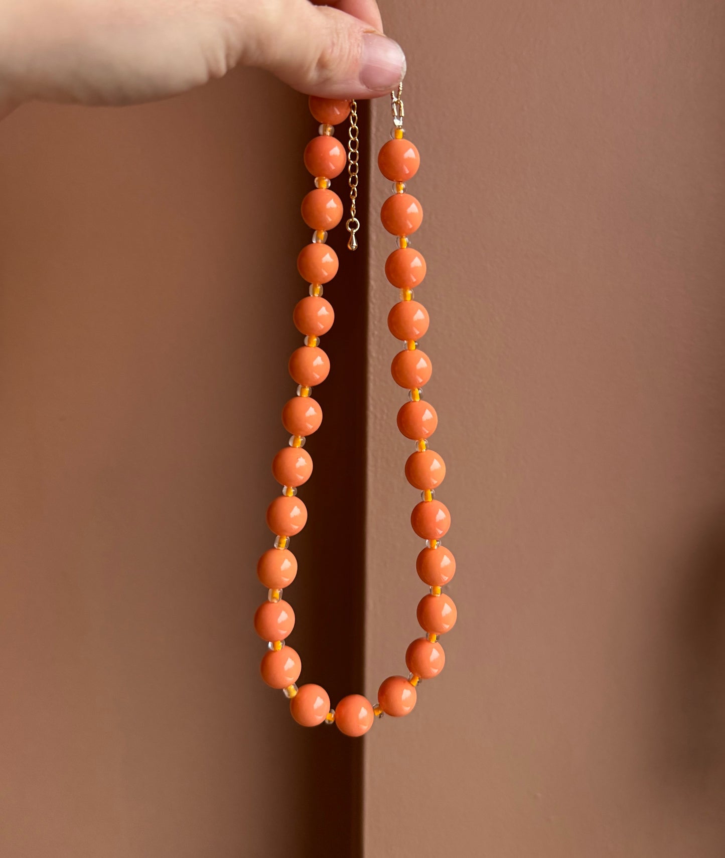 Orange Coloured Bead w/ orange transparent glass beads