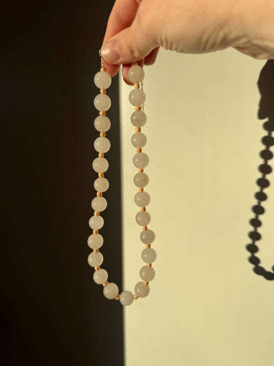 Rose Quartz w/ Apricot Glass Spacer