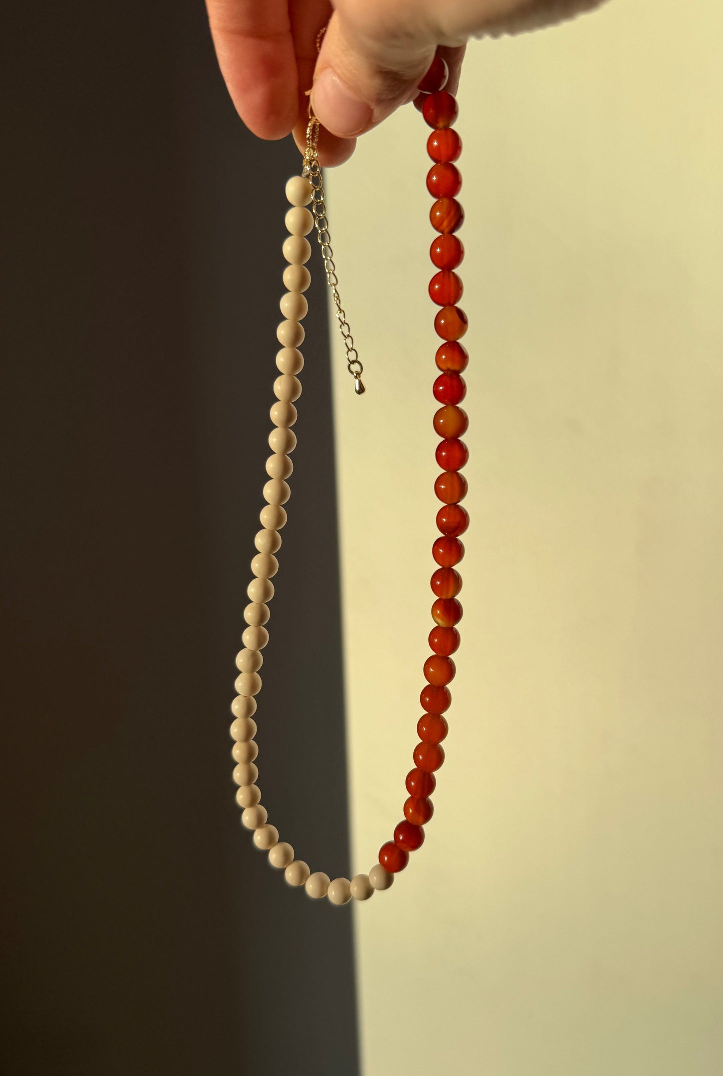 50/50 Off White Coral & Carnelian