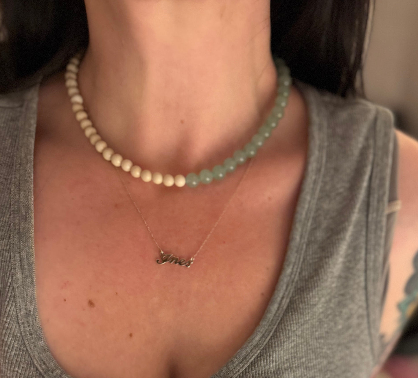 50/50 Off White Coral & Aquamarine