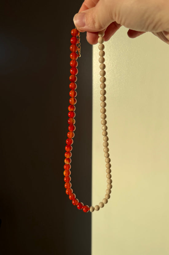 50/50 Off White Coral & Carnelian