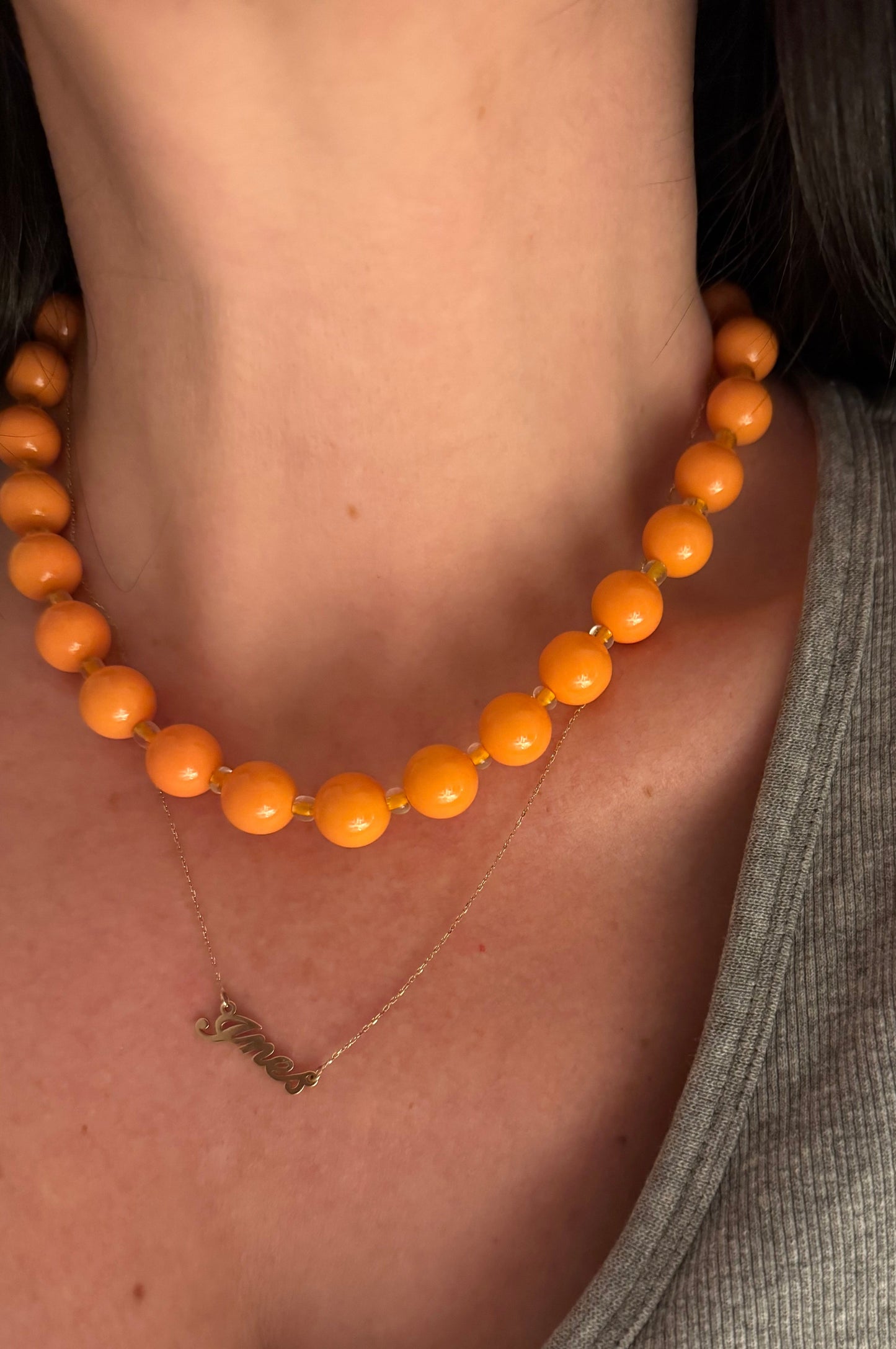 Orange Coloured Bead w/ orange transparent glass beads