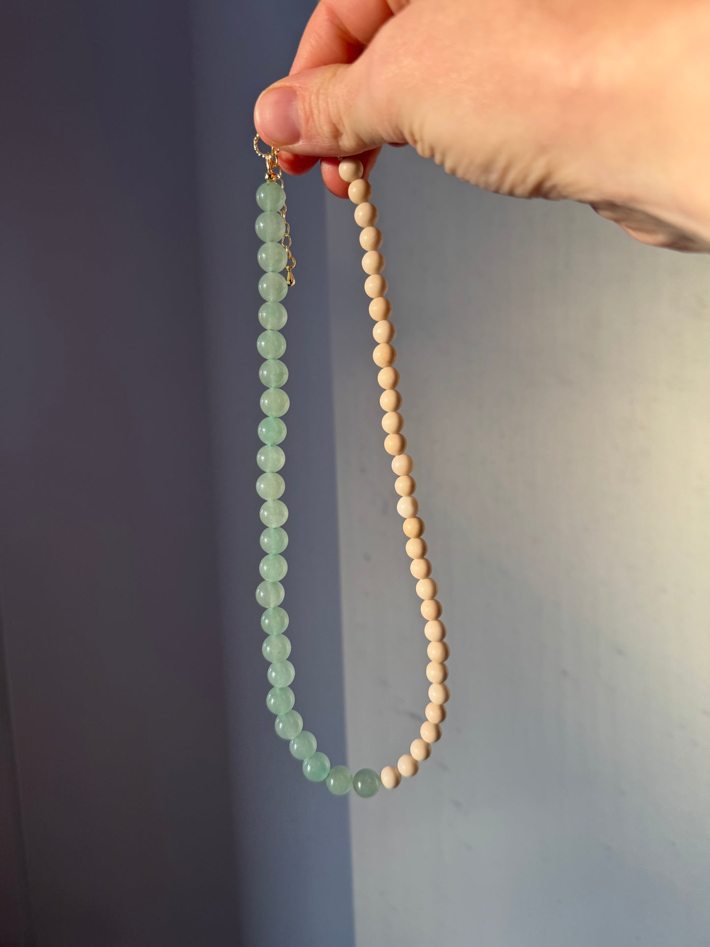 50/50 Off White Coral & Aquamarine