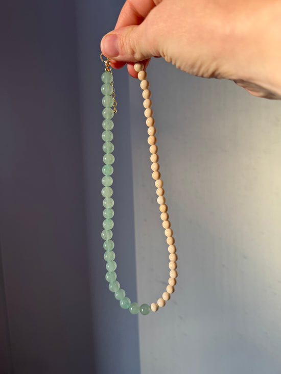 50/50 Off White Coral & Aquamarine