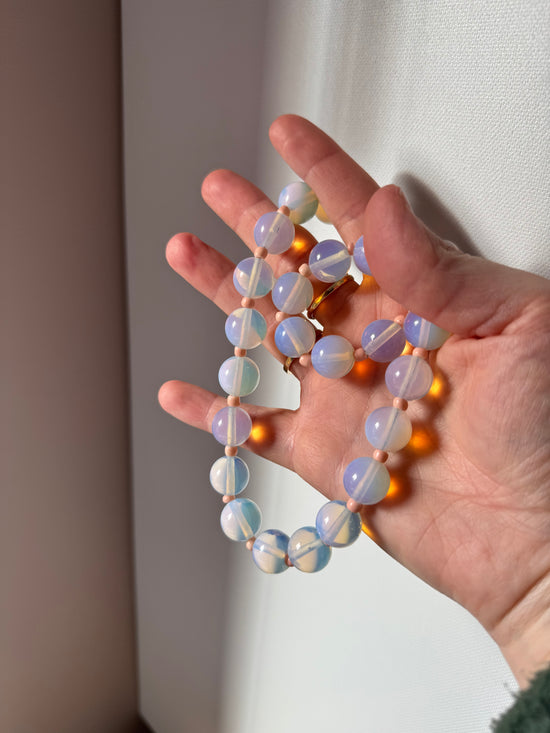 Opaline w/ Pink Glass Spacer