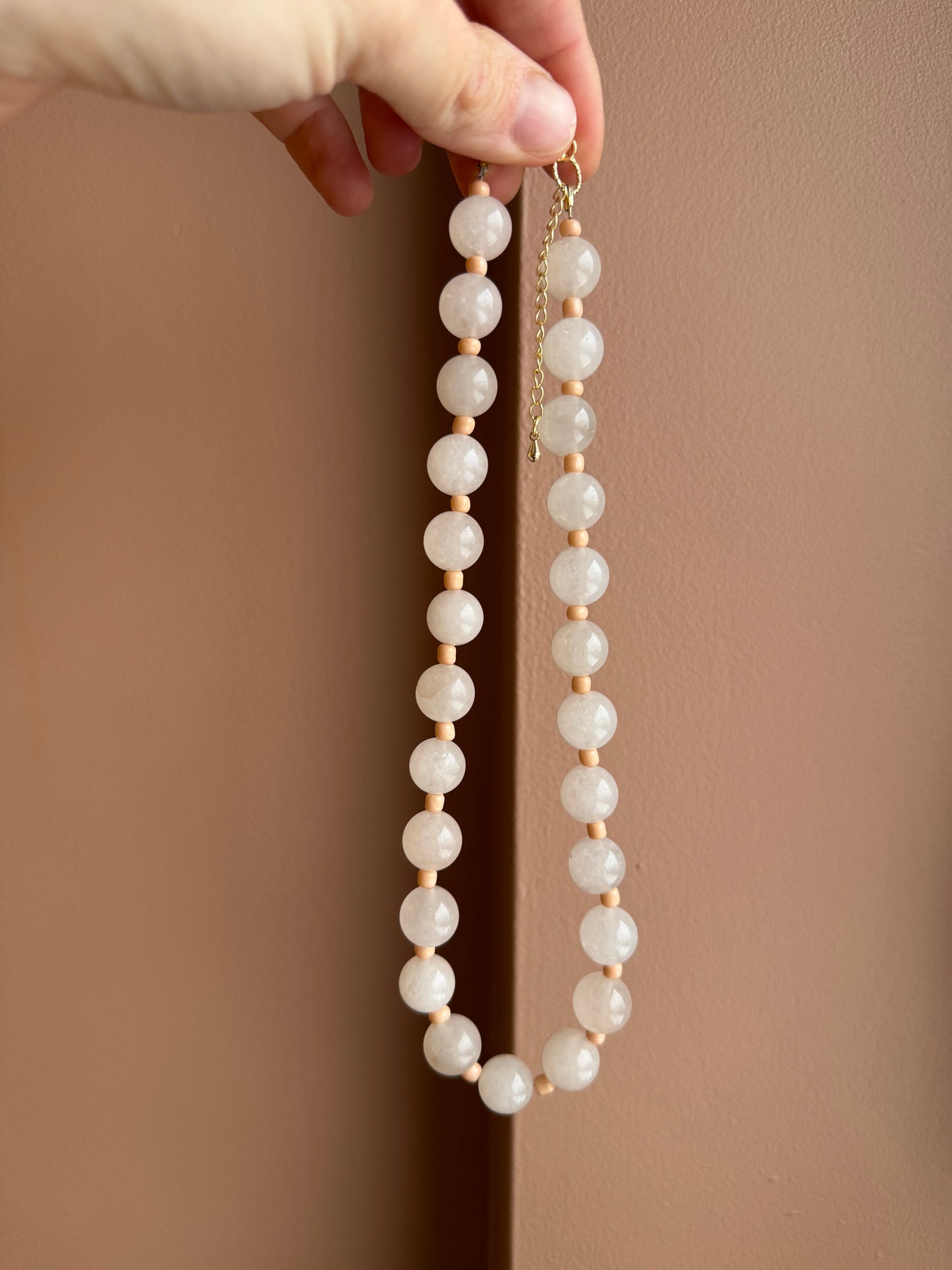 Rose Quartz w/ Apricot Glass Spacer