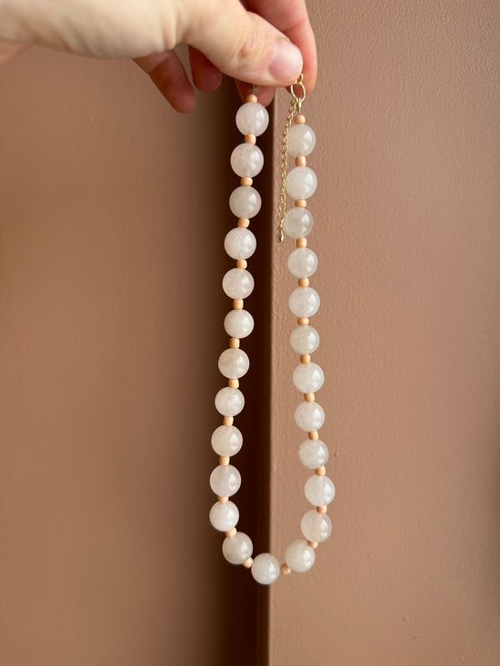 Rose Quartz w/ Apricot Glass Spacer