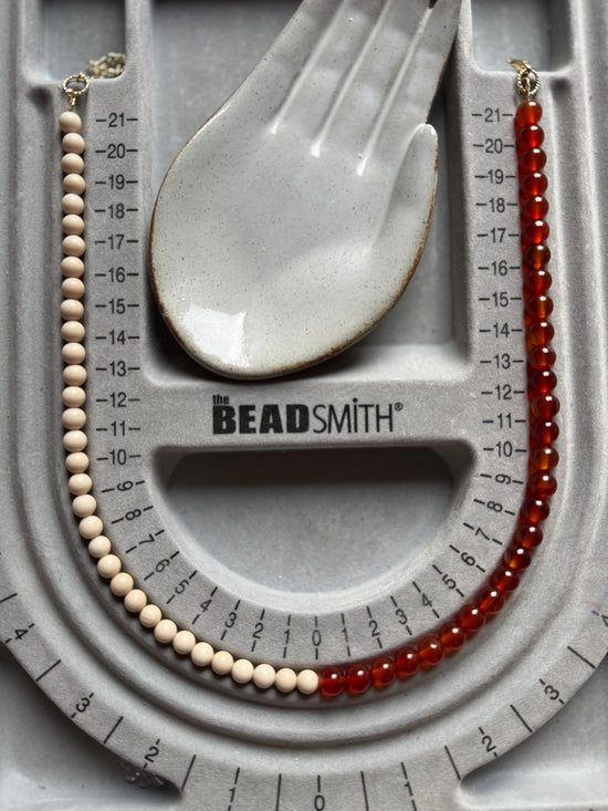 50/50 Off White Coral & Carnelian