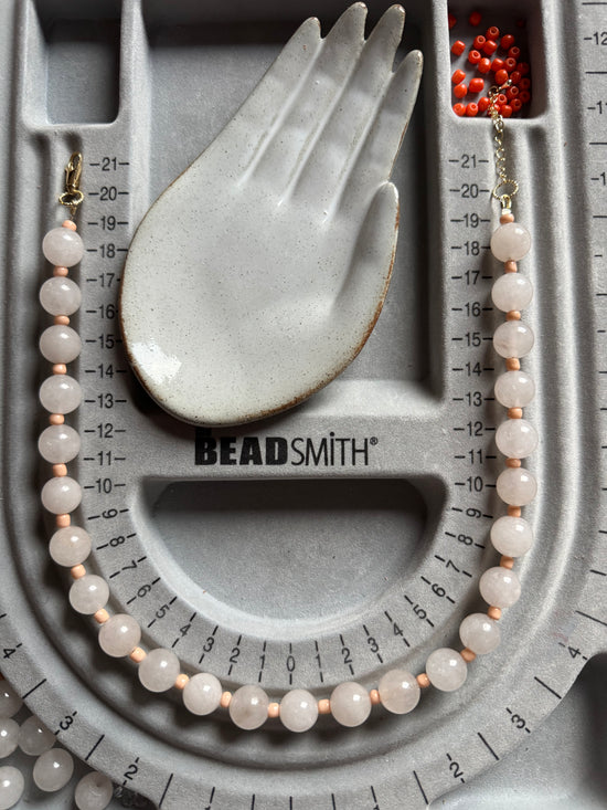 Rose Quartz w/ Apricot Glass Spacer