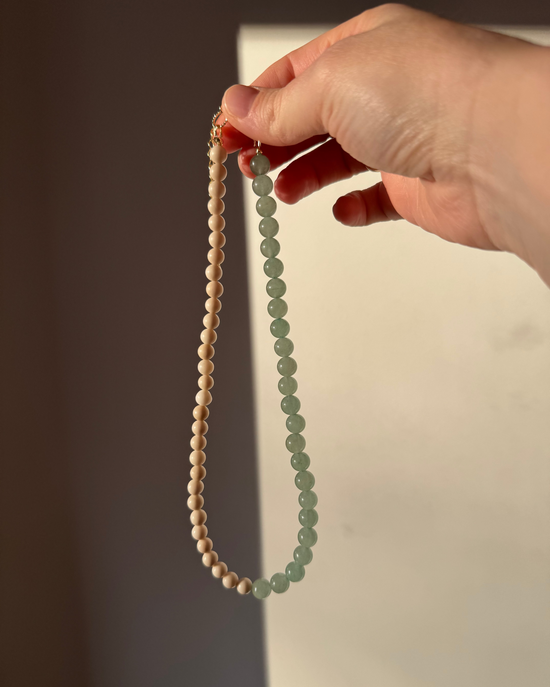 50/50 Off White Coral & Aquamarine