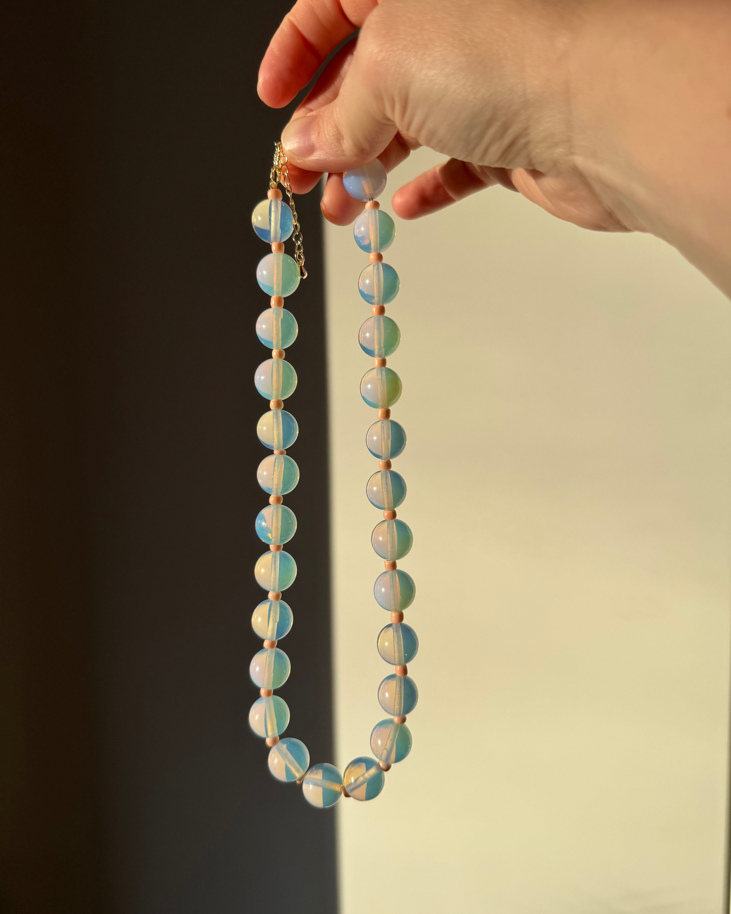 Opaline w/ Pink Glass Spacer